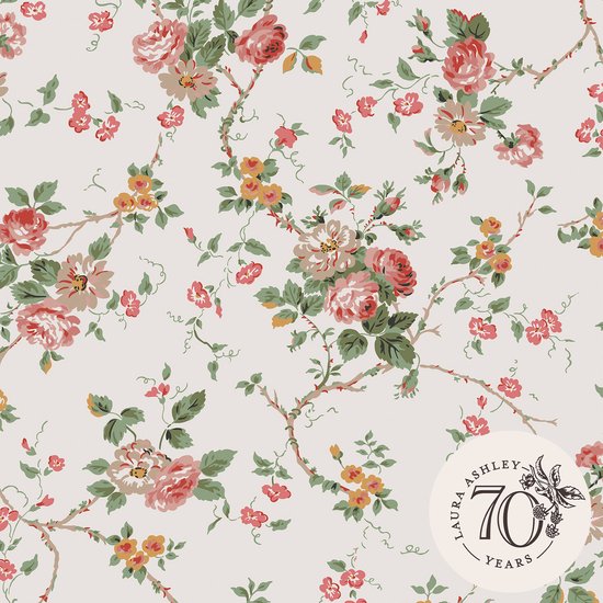 Laura Ashley Mountney Garden Antique Behang - Bloemen - 10mx52cm - Roze