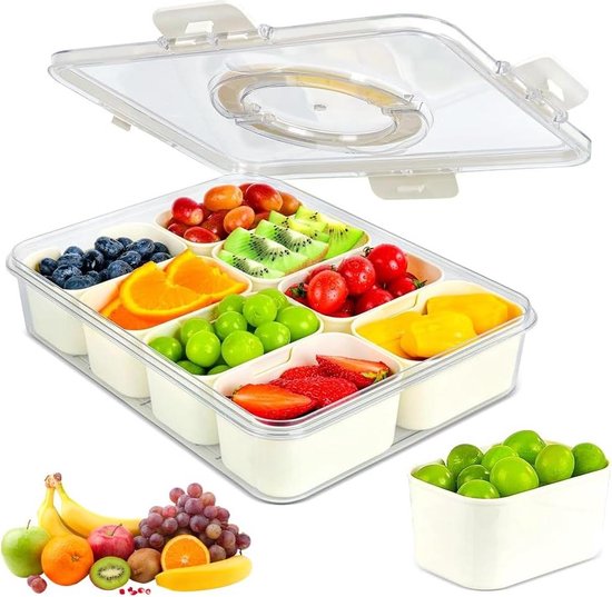 PEAKTOP 4PCS Snackcontainers met 4 vakken, stapelbare snackbox met vakken, snackboxen voor volwassenen en kinderen, 2 kleine sausdozen, broodtrommelset voor picknick, reizen, school (roze, beige