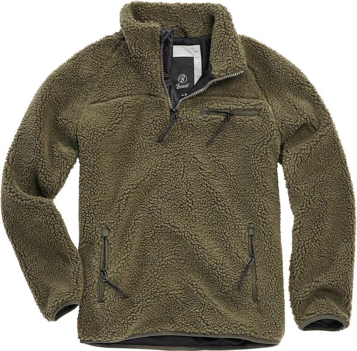Brandit Teddy Fleece Troyer Sweatshirts Polyester Basics Groen