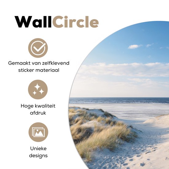 Papier peint cercle - Papier peint autocollant - Mouette - Mer - Dunes - Décoration murale - 140x140 cm - Papier peint rond - Papier peint autocollant - Papier peint cercle - Tableau rond