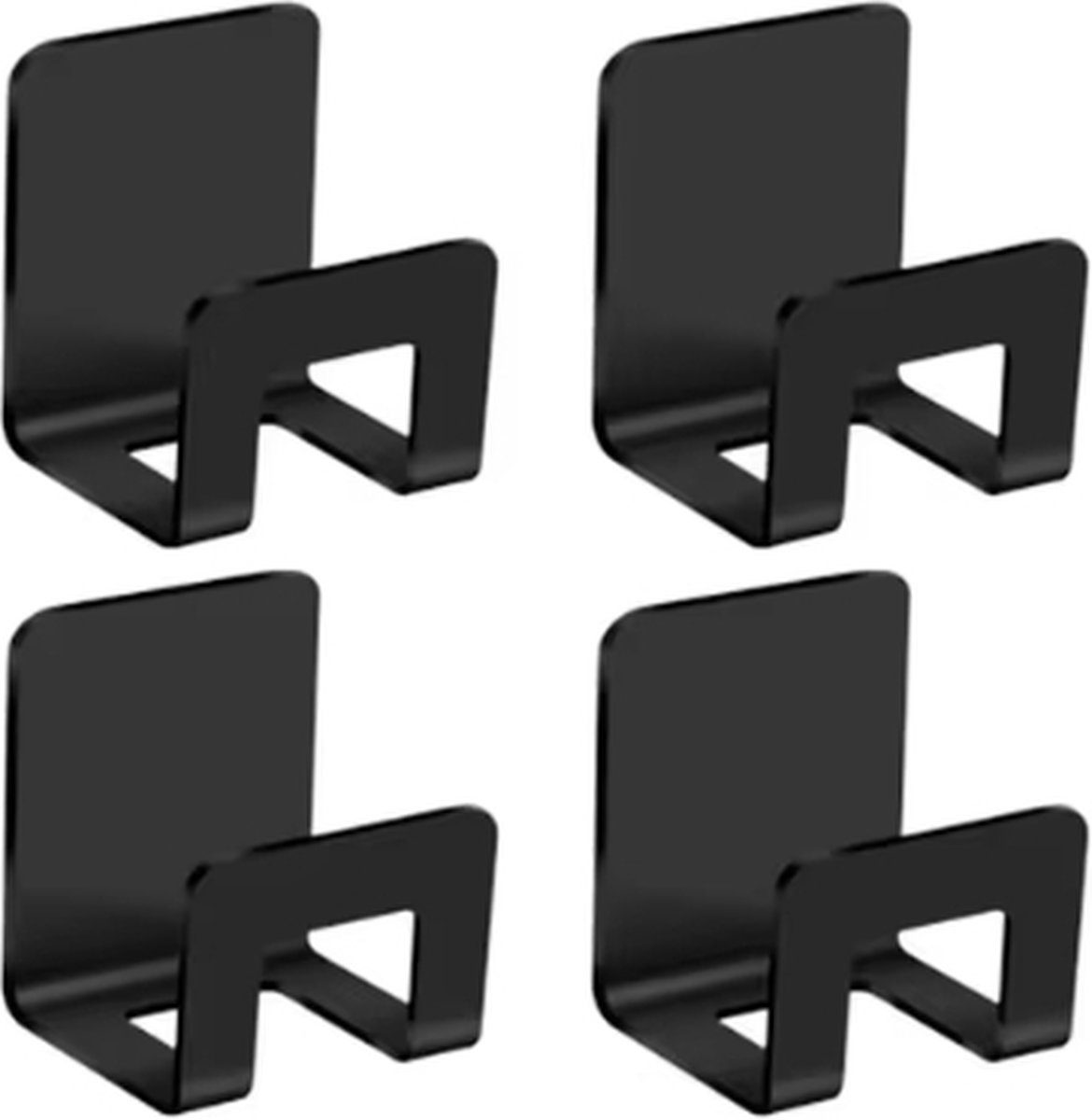 Scoby - Opberghouder - Sponshouder - Handige Organizer - Dubbelzijdige Tape - Zwart - RVS - 4 Stuks