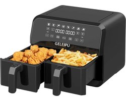 Dubbele Airfryer - XL Airfryer - 8 Liter Capaciteit - 1700W - 8 Bakprogramma's - Dubbele mand - Zwart