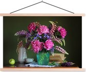 Porte-affiche avec affiche - Affiche scolaire - Tableau - Fleurs - Nature morte - 120x80 cm - Lattes vierges