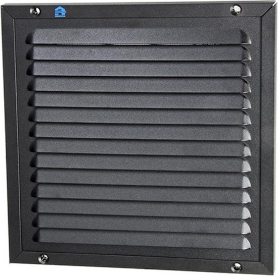 Grille à ailettes 200 mm X 200 mm ALU avec cadre et moustiquaire en acier inoxydable 437 STR9005