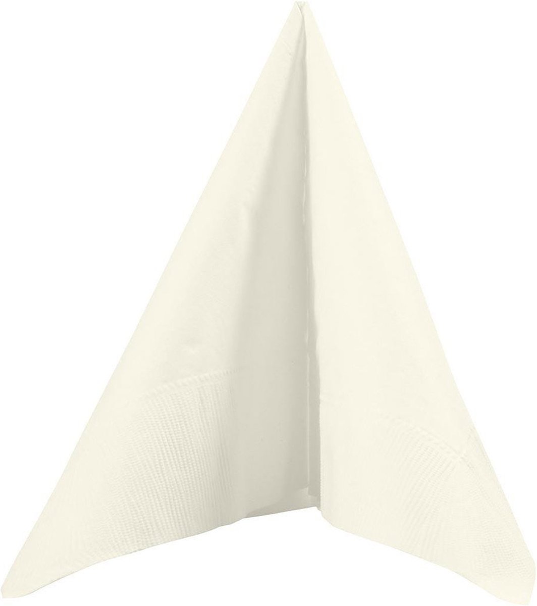 Servetten - 20x - creme wit - 33 x 33 cm - papier - lunch/diner servetjes - Tafeldecoratie 3-laags papieren wegwerp servetjes
