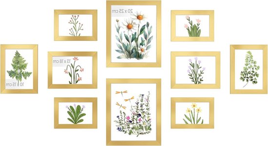 SONGMICS fotolijst A4, 3 passe-partouts, fotolijst voor meerdere foto's, collage voor foto's A4, 10,2 x 15,2 cm, 10,2 x 10,2 cm, niet-markerende muurhaken, 36,5 x 26 cm, essen zwart RPF024B01