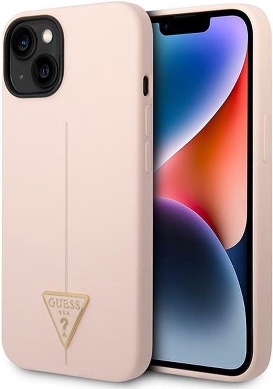 Guess - GUHCP14MSLTGP - iPhone - 14 - Plus - 6.7 - rose/rose - coque rigide - silicone - triangle
