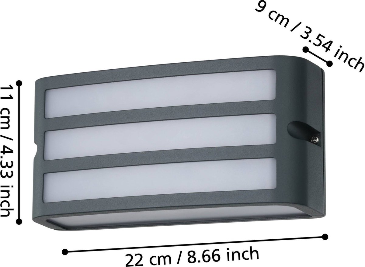 Eglo Camarda Wandlamp Buiten - E27 - 22 cm - Antraciet en Wit