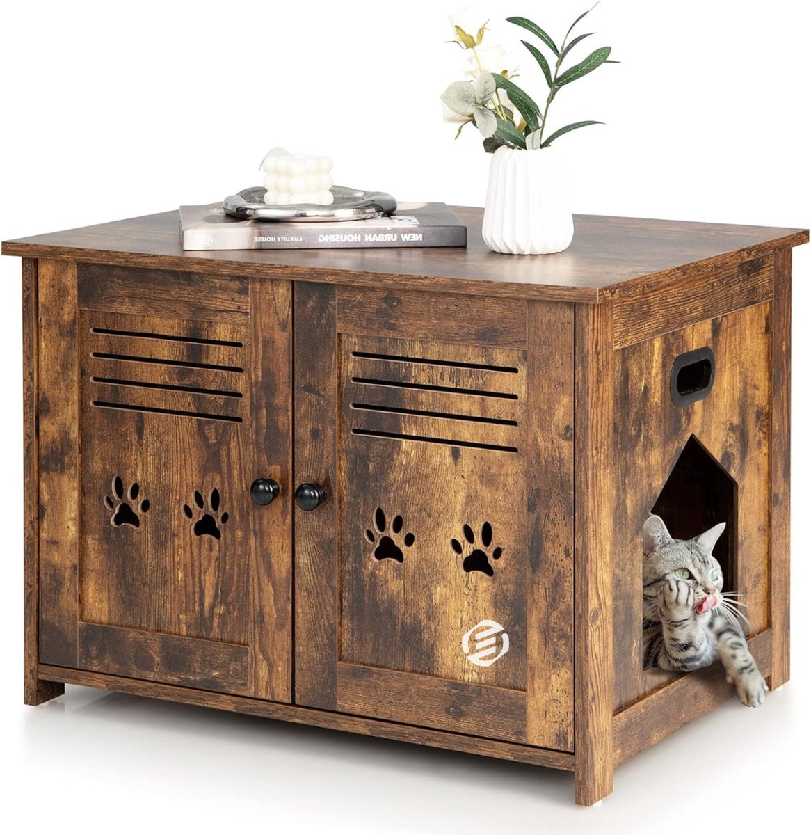 Equivera Kattenbak Ombouw – Kattenbak Kast – Kattenmeubel – Kattenkast – Kattenhuis – Kattenbak Container – Kattenbakkast – Kattenhuis Kattenbak – Kast Voor Kattenbak