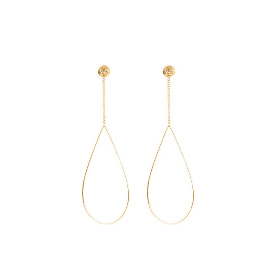 Boucles d'Oreilles iXXXi Chaîne Ovale Pierre Or