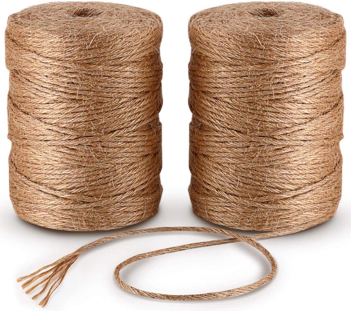 Natuurlijk Jute Koord voor Huishouden en Tuin - 2 x 100 m, 6-laags Knutselkoord voor Doe-het-Zelf en Kunsthandwerk