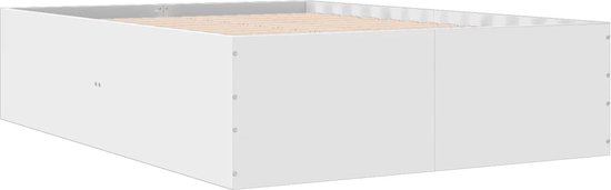 vidaXL - Cadre de lit - décoré - bois - blanc - 135x190 - cm