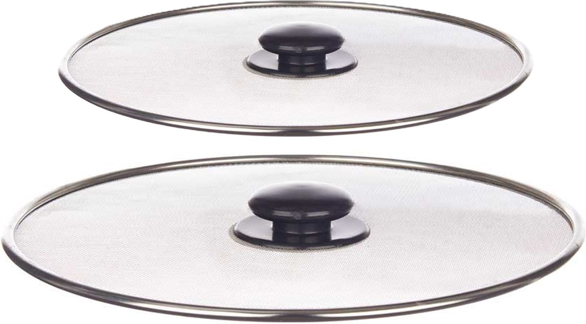 Kinvara Afgietdeksel/pannendeksel set - 2x stuks - dia 29/25 cm - metaal - vergiet