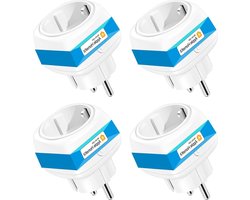 Mini-stopcontact 4 stuks werkt met Apple HomeKit – wifi stopcontact met schakelaar en timer – spraakbesturing en app-afstandsbediening – geen hub nodig – 10 A