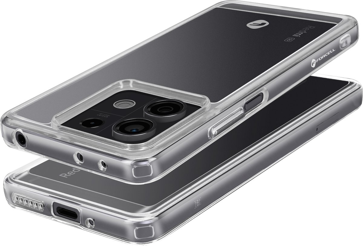 Forcell, Hoes voor Xiaomi Redmi Note 13 5G Stijve F-bescherming Transparant, Transparant