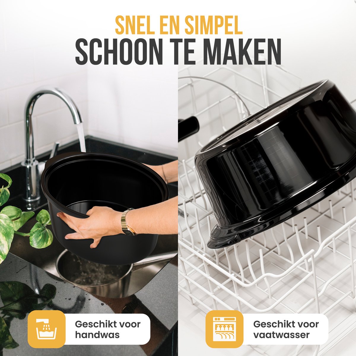 Strex Slowcooker 6.5L - 3 Standen - Met Uitneembare Keramische Binnenpan & Warmhoudfunctie - Zwart – foto 7