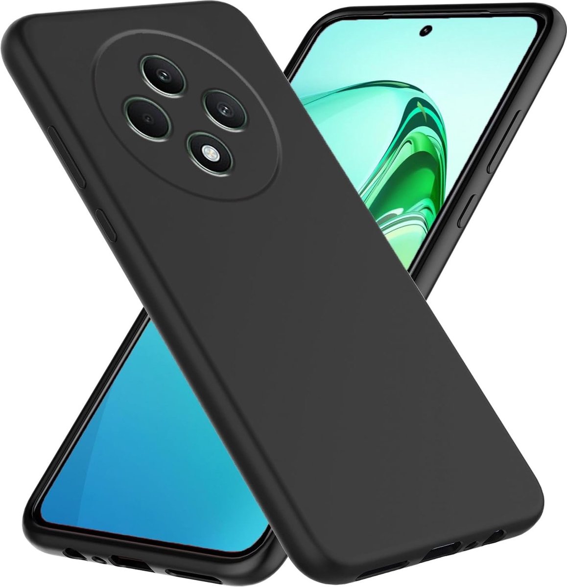 Casemania Hoesje Geschikt voor Oppo Reno 12 F - Zwart - Siliconen Back Cover