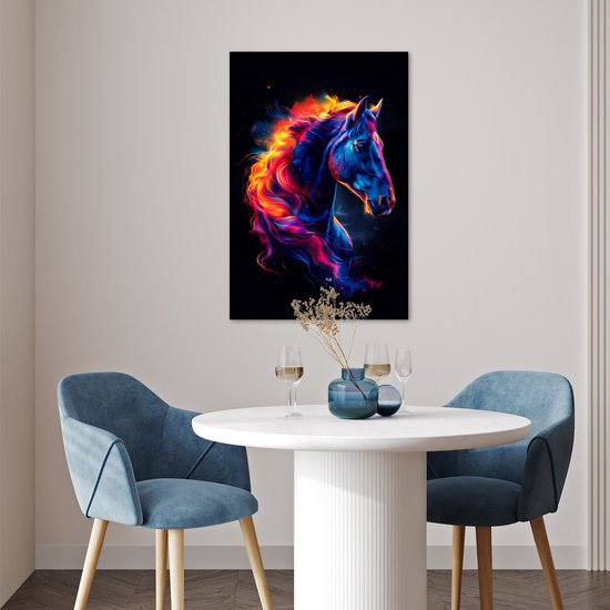 Poster 40x60 cm - Cheval - Animal - Fumée - Zwart - Couleurs - Posters - Décoration murale chambre ado - Décoration chambre ado - Accessoires chambre ado jeunesse