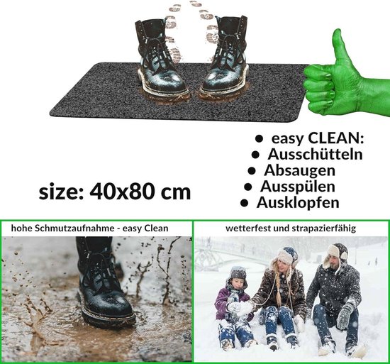 HOMEFACTO:RI Basic Clean vuilvangmat deurmat vuilmat mat schoonloopmat rood, afmetingen: ca. 90 x 150 cm