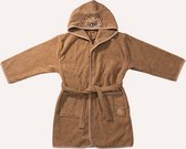 Badjas à capuche pour garçons 'Leo' Caramel - 3-4 ans - 98-104 cm - Peignoir pour enfants 100% coton biologique - Tissu éponge doux certifié GOTS