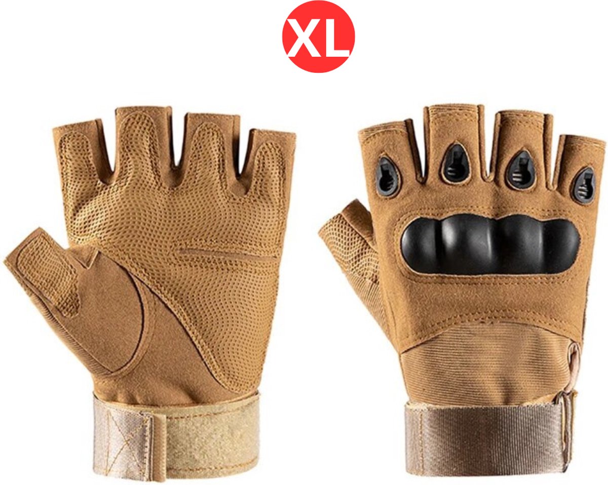 Bovista Airsoft Handschoenen - Tactical - Tactical Gloves - Leger - Tactical Handschoenen Hardknuckle - Paintball - Militaire - Vingerloze - Khaki XL