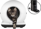 Automatische Kattenbak - Zelfreinigende Kattenbak - Met kattenbakmat, 3 rollen opvangzakjes en Zedar A600 voerautomaat