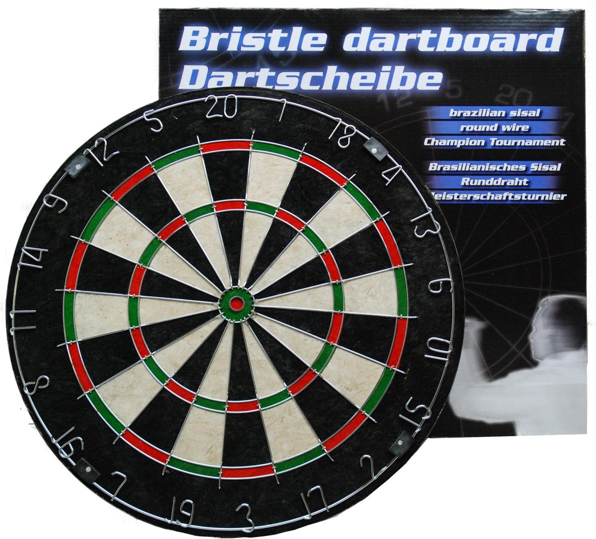 Abbey Darts Dartbord Sisal - Classic - Zwart/Rood/Groen