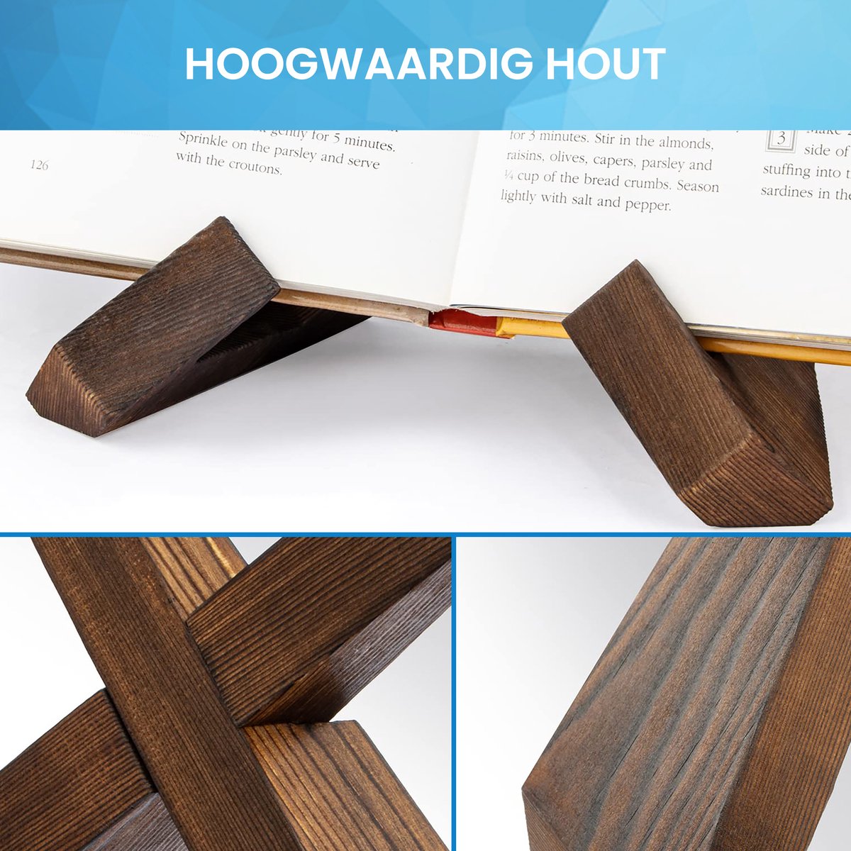 YONO Luxe Boekenstandaard Hout - Boeken Houder - Kookboek Standaard - Compact en Duurzaam — cadeau in Kookcadeaus - foto 6