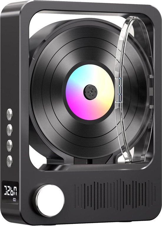 DESOBRY Draagbare cd-speler met Bluetooth, kleine cd-speler aan de muur met luidspreker, led-display aan de voorkant, afstandsbediening, ondersteunt FM/ USB/AUX (zonder batterij