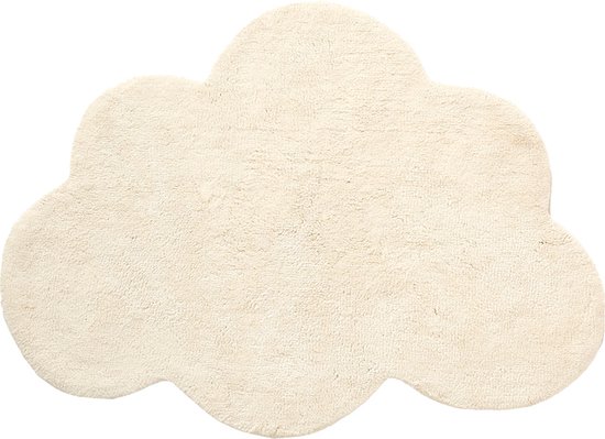 Petite Amélie Vloerkleed Kinderkamer ‘Wolk’- Off-white - 100% Katoen - Kindertapijt Antislip - Wasbaar - Creëer een Magische Sfeer voor je Kleintje - 80x110 cm