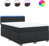 vidaXL - Sommier tapissier - avec - matelas - cuir artificiel - noir - 140x200 - cm