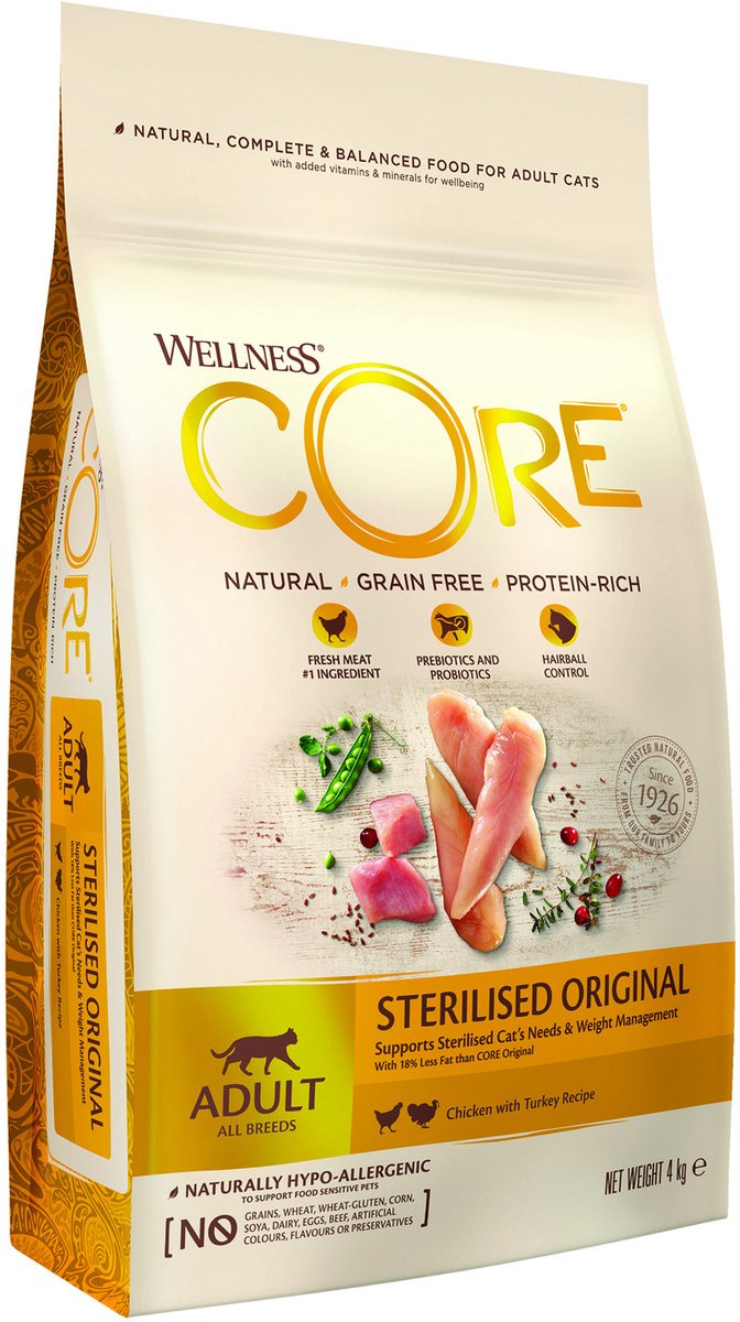 Wellness Core Kattenvoer Sterilised Kip - Kalkoen 4 kg
