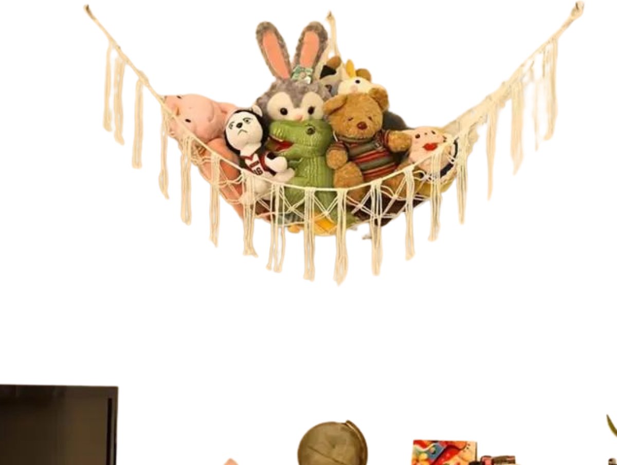 Livano Knuffel Net - Hangmat - Speelgoed - Opbergsysteem - Hangmat Voor Knuffels - Organizer - Wit