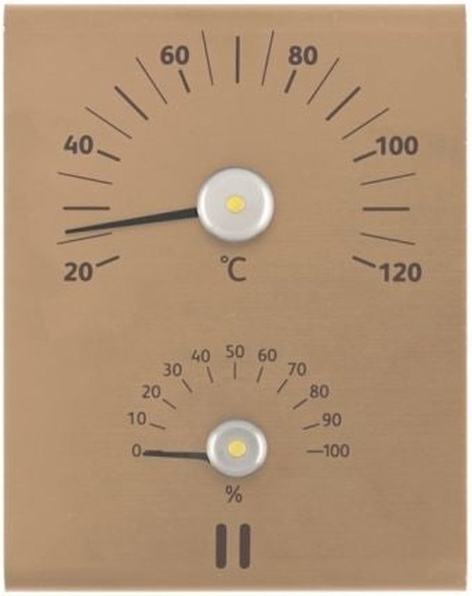 Goedkoopste Rento Aluminium Sauna Thermometer - Hygrometer Champagne