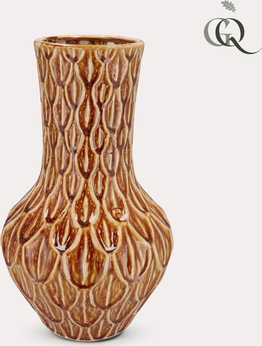 Green Harmony| Vaas steen M - H39 W23 - Boa Brown