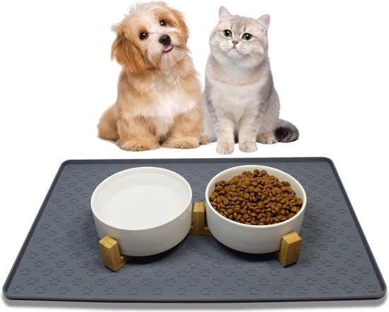 2 stuks waterdichte siliconen voermat, bakmat voor katten, 26 x 26 x 1 cm, siliconen mat, vierkant, vierkante voederbak voor honden en katten