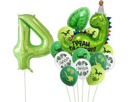 Verjaardagsdecoratie Dino-ballonnen 23 stuks dino 4 jaar jungle 4e verjaardag jongens kinder feest decoratie folieballon voor bosdieren party