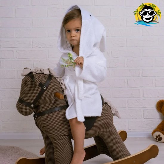 BoefieBoef Wit Schaap Kinder Badjas Baby & Peuter 0-2 Jaar (0-85 cm) – Zacht Katoen Badstof met Dieren Capuchon – Absorberende Ochtendjas Handdoek voor Jongen & Meisje – Zwemles, Carnaval, Verjaardag & Kraamcadeau – Perfect na Bad & Zwemmen — afbeelding 4