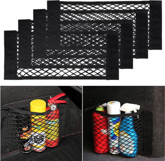 Elastische auto-nettas met 4 haken, elastische ophangband geschikt voor de meeste