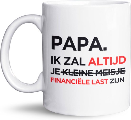 NietMokken.nl - Grappige mok met tekst - "Papa, ik zal altijd je jochie / meisje zijn" - 325 ml - Keramische mok / beker - Leuk cadeau voor vader, verjaardag of vaderdag - Vaatwasser- en magnetronbestendig