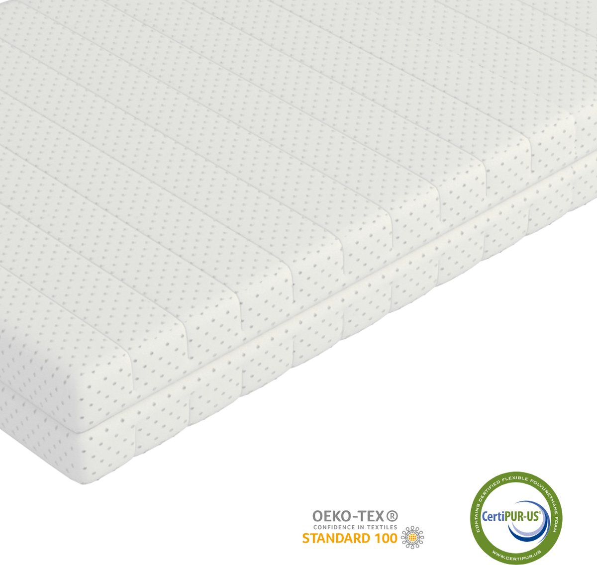 Baby matras 60x120 cm - ledikant - 10cm dik - koudschuim HR+ - ventilerend - medium hardheid - anti-allergisch - afritsbaar en wasbare hoes - CertiPUR® en Okoetex gecertificeerd