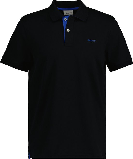 Gant - Heren Polo SS Regular Fit Contrast Pique Rugger Polo - Zwart - Maat L