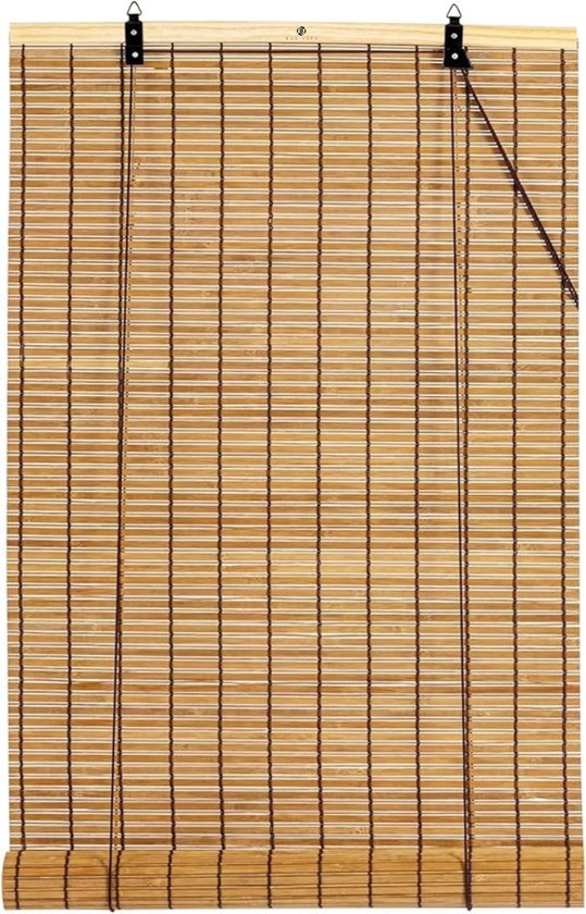 Victoria M. Bamboe rolgordijn zonwering inkijkbescherming rolgordijn met zijkoord, voor ramen en deuren, ondoorzichtig, 90 x 130 cm, bruin
