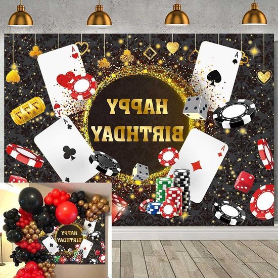 Las Vegas Casino Night Party Decoratie - Happy Birthday Feest achtergrond - 200 x 180 cm