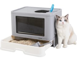 SureDeal® - Moderne Flexibele Opgeruimde Kattenbak Behuizing - Kattenhuismeubilair - Kattenpotje Met Draagbare Scheplade - Kitty Poep Naar Huis