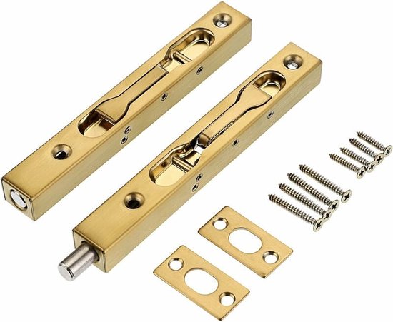 CHENYU 2 Stuks Deurbout Schuifslot RVS grendelslot 3 Inches Deurbout voor Badkamer Toilet Schuur Douche Slaapkamer met Schroeven (Goud