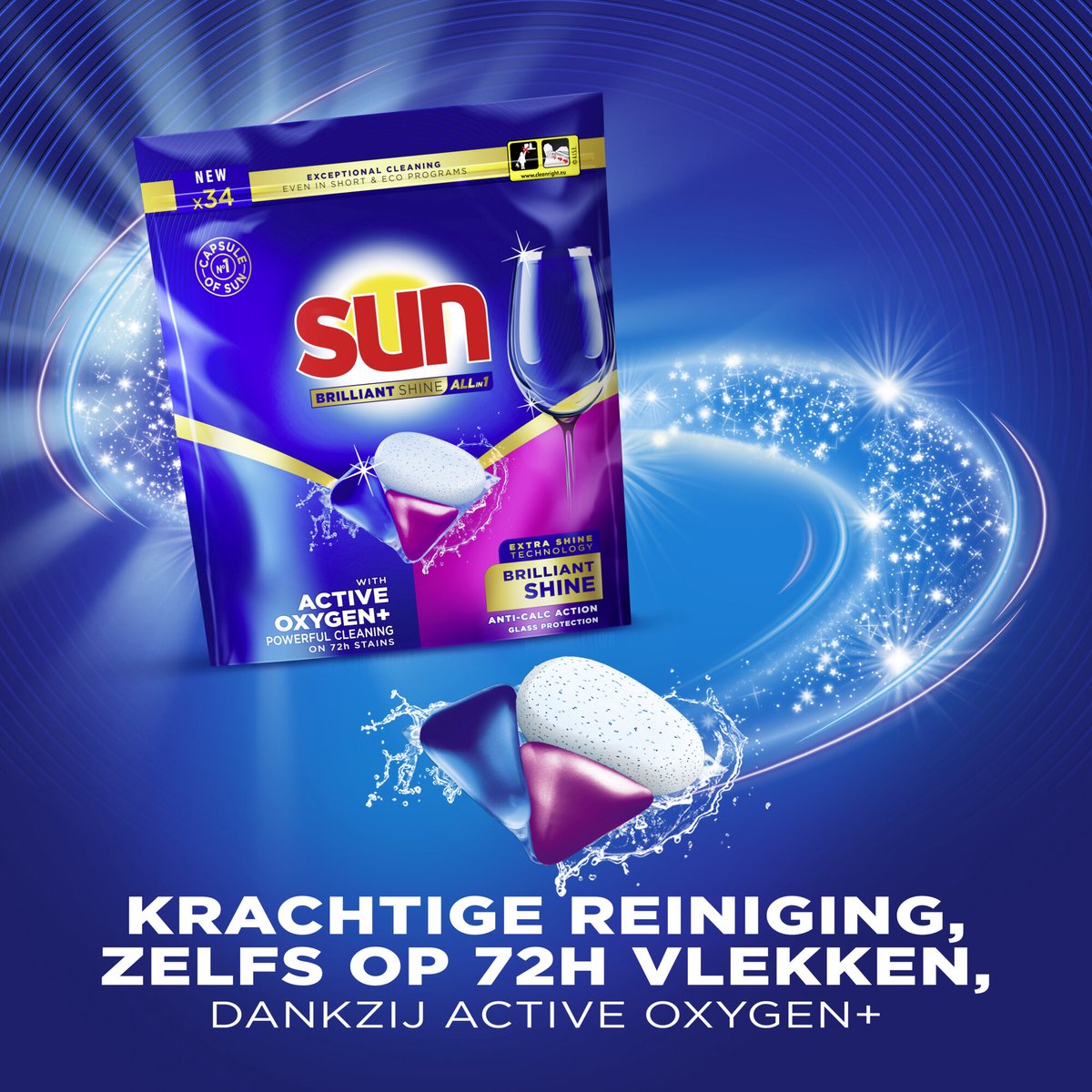 Sun - Vaatwastabletten - Brilliant Shine - All-in 1 - 280 Capsules - Voordeelverpakking — afbeelding 4