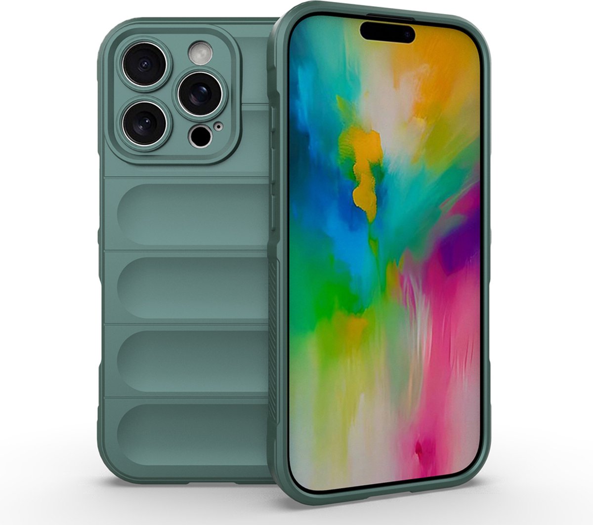 MobyDefend Hoesje - Geschikt voor iPhone 16 Pro Max - TPU Gripcase - Groen