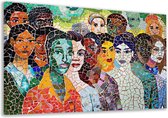 Portrait de personnes - Portrait portrait - Décoration murale Mosaïque - Peintures sur toile industrielle - Toile - Œuvres peinture toile 60x40 cm