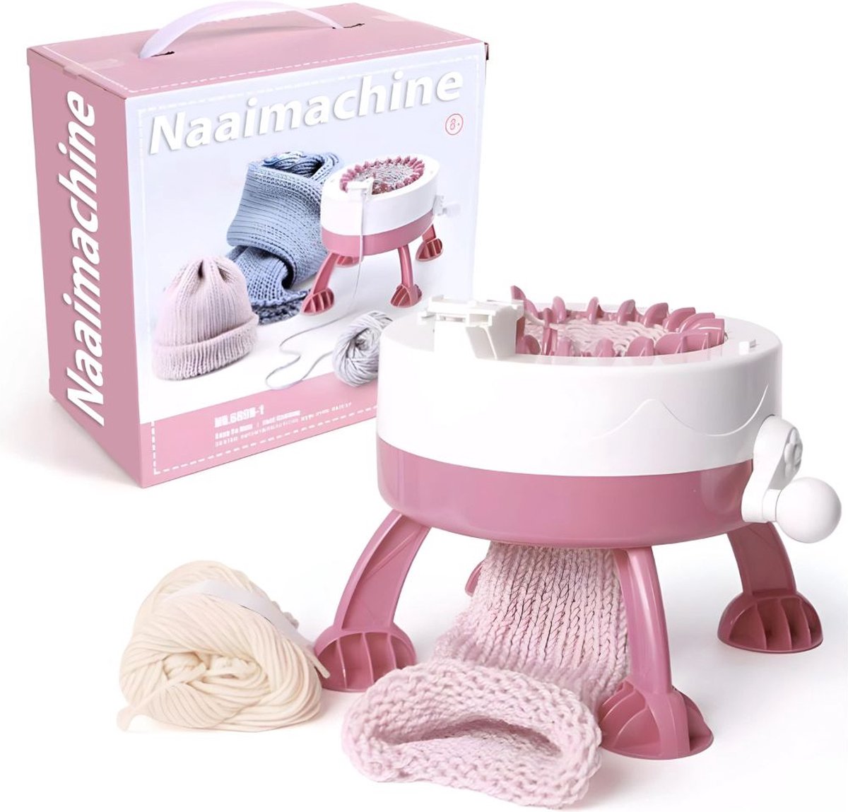 Breimachine - Breimolen 22 Naalden - Breimachine voor Kinderen en Volwassenen - Roze - 10 x 10 x 10cm - Inclusief Twee Wolgaren
